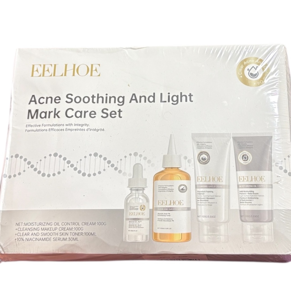 Eelhoe Acne Soothing & Light Mark Care Set, 4 Pieces, Oil Control Cream, Serum